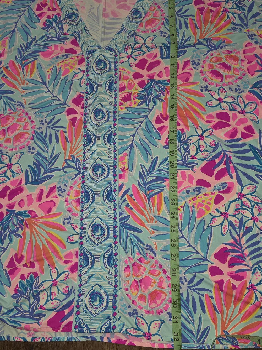 Lilly Pulitzer Skylar Swim Kaftan M Blue Pink Tropical Cover Up Tunic Dress - Picture 7 of 10